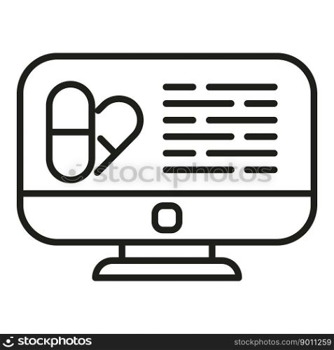 Internet pill info icon outline vector. Online patient. Medical doctor. Internet pill info icon outline vector. Online patient