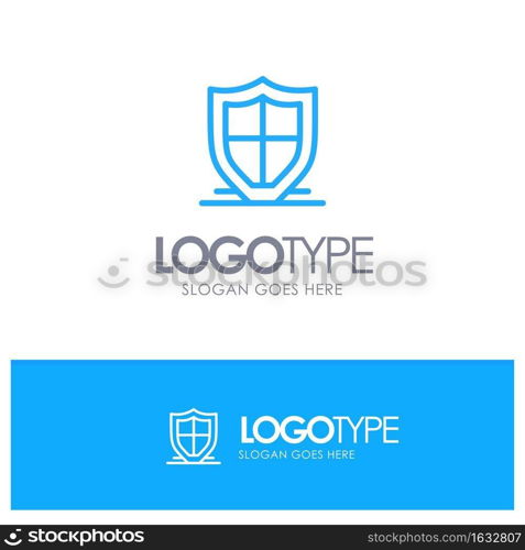 Internet, Protection, Safety, Security, Shield Blue outLine Logo with place for tagline