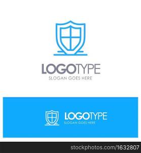 Internet, Protection, Safety, Security, Shield Blue outLine Logo with place for tagline