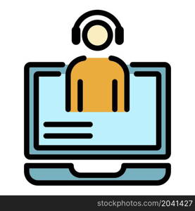 Internet sales icon. Outline internet sales vector icon color flat isolated. Internet sales icon color outline vector