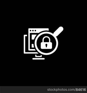 Internet Security Icon. Flat Design.. Internet Security Icon. Flat Design. Security concept with a PC, web page, magnifying glass and a padlock. Isolated Illustration. App Symbol or UI element.