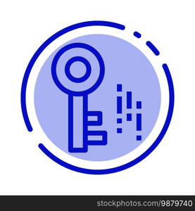 Internet, Security, Key Blue Dotted Line Line Icon