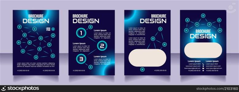 Internet security promotion blank brochure design. Template set with copy space for text. Premade corporate reports collection. Editable 4 paper pages. Bebas Neue, Audiowide, Roboto Light fonts used. Internet security promotion blank brochure design