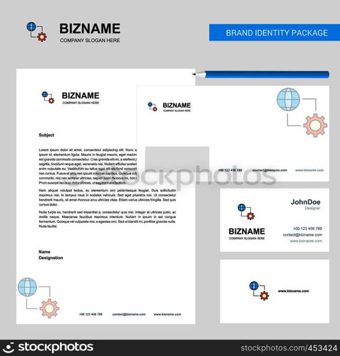 Internet setting Business Letterhead, Envelope and visiting Card Design vector template