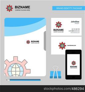 Internet setting Business Logo, File Cover Visiting Card and Mobile App Design. Vector Illustration