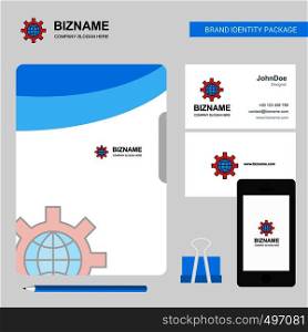 Internet setting Business Logo, File Cover Visiting Card and Mobile App Design. Vector Illustration