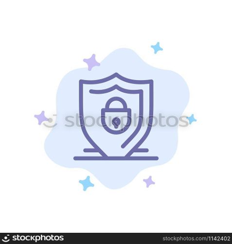 Internet, Shield, Lock, Security Blue Icon on Abstract Cloud Background