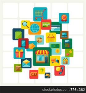 Internet shopping abstract concept background.