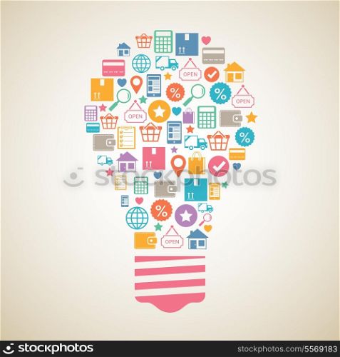 Internet shopping creative light bulb in flat style vector illustration
