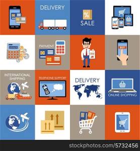 Internet shopping, e-commerce, online shopping set icons.Vector illustration