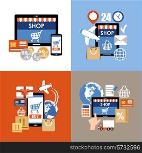 Internet shopping, e-commerce, online shopping set. Vector illustration