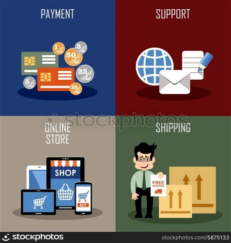 Internet shopping, online store and web market. Vector illustration