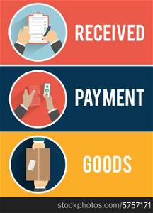 Internet shopping process of purchasing and delivery. Customer pays shipping
