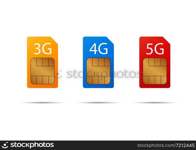 Internet sim card set with shadows.Vector eps10