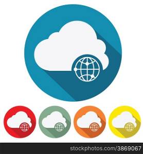 Internet storage cloud web icon flat design vector illustration.