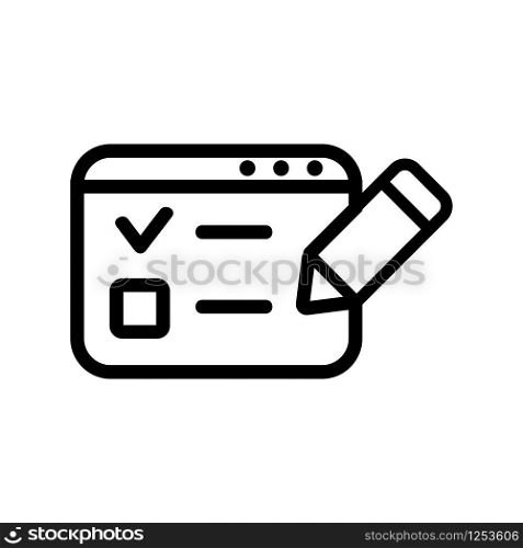 Internet test icon vector. Thin line sign. Isolated contour symbol illustration. Internet test icon vector. Isolated contour symbol illustration