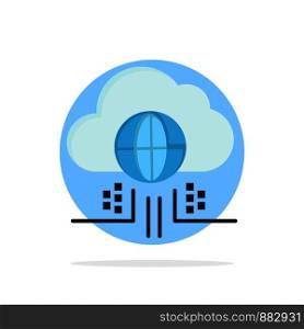 Internet, Think, Cloud, Technology Abstract Circle Background Flat color Icon