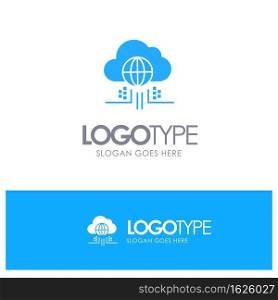 Internet, Think, Cloud, Technology Blue Solid Logo with place for tagline