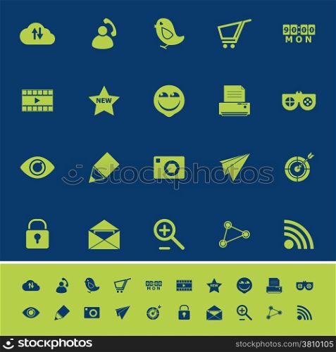 Internet useful color icons on blue navy background, stock vector