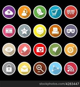 Internet useful flat icons with long shadow, stock vector