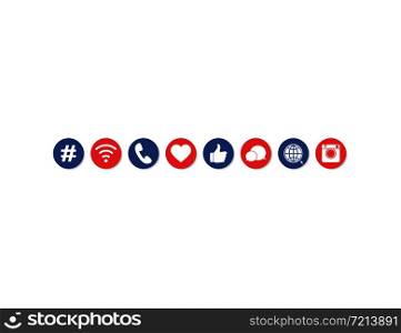 Internet web social media icons set. vector