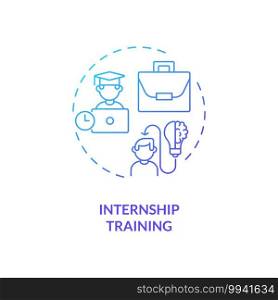 Internship training concept icon. Gaining practical experience idea thin line illustration. Getting permanent job. Providing experiential knowledge. Vector isolated outline RGB color drawing. Internship training concept icon
