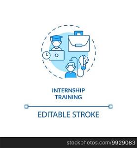 Internship training concept icon. Gaining supervised practical experience idea thin line illustration. Improving employee performance. Vector isolated outline RGB color drawing. Editable stroke. Internship training concept icon