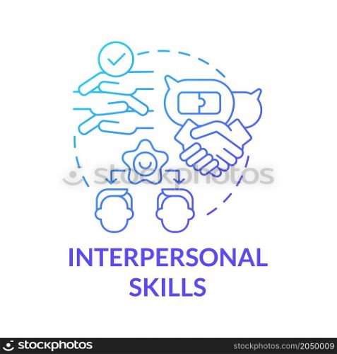 Interpersonal skills blue gradient concept icon. Create trustful business partnerships. Successful business abstract idea thin line illustration. Vector isolated outline color drawing. Interpersonal skills blue gradient concept icon