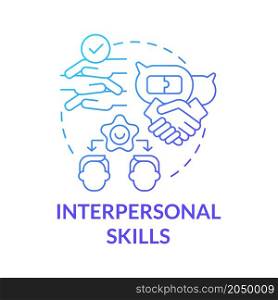 Interpersonal skills blue gradient concept icon. Create trustful business partnerships. Successful business abstract idea thin line illustration. Vector isolated outline color drawing. Interpersonal skills blue gradient concept icon