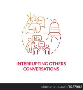 Interrupting others conversations concept icon. Hyperactive-impulsive symptom abstract idea thin line illustration. Interrupting people without thinking. Vector isolated outline color drawing. Interrupting others conversations concept icon