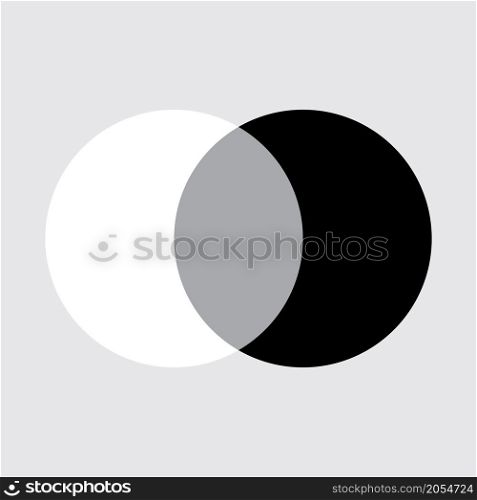Intersecting circles. White and black. Contrast colored icon. Modern logo art. Vector illustration. Stock image. EPS 10.. Intersecting circles. White and black. Contrast colored icon. Modern logo art. Vector illustration. Stock image.