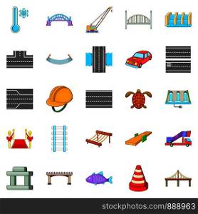 Intersection icons set. Cartoon set of 25 intersection vector icons for web isolated on white background. Intersection icons set, cartoon style