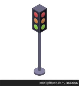 Intersection traffic lights icon. Isometric of intersection traffic lights vector icon for web design isolated on white background. Intersection traffic lights icon, isometric style
