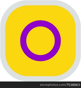 Intersex flag, rounded square shape icon on white background, vector illustration. rounded square with flag pride lgbt