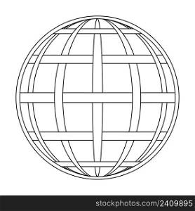 Intertwined meridian and parallel of the globe of the earth grid, the globe of the field line on the surface of the meridian and parallel, vector template grid