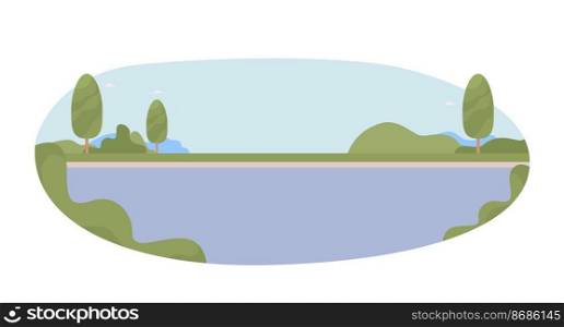 Interurban highway 2D vector isolated illustration. Roadside plants flat objects on cartoon background. Intercity infrastructure colourful editable scene for mobile, website, presentation. Interurban highway 2D vector isolated illustration