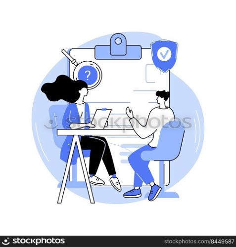 Interview people isolated cartoon vector illustrations. Private detective talking with client, discussing plans, collect evidence, business people, legal service, investigation vector cartoon.. Interview people isolated cartoon vector illustrations.