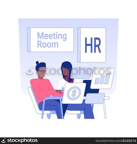 Interviewing a candidate isolated concept vector illustration. Professional HR manager has job interview with candidate, human resources, recruiting idea, headhunting agency vector concept.. Interviewing a candidate isolated concept vector illustration.