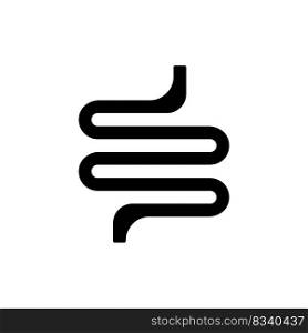Intestine black glyph ui icon. Body organ. Bowel checkup. Gastrointestinal tract. User interface design. Silhouette symbol on white space. Solid pictogram for web, mobile. Isolated vector illustration. Intestine black glyph ui icon