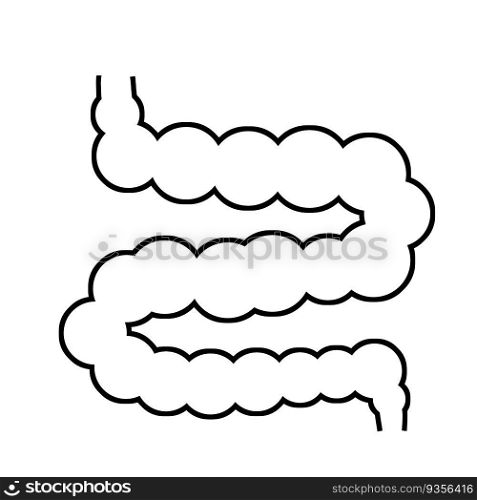 Intestine. Internal human organ. Long Gut. Line silhouette Digestive canal and system. Medical health. Cartoon flat illustration. Healthy bowel. Intestine. Internal human organ.