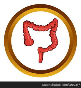 Intestine vector icon in golden circle, cartoon style isolated on white background. Intestine vector icon