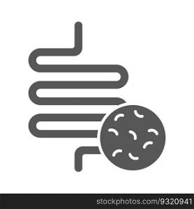 Intestine with bacteria line icon. Irritable bowel syndrome, constipation, intestinal obstruction symbol. Vector illustration. Stock image. EPS 10.. Intestine with bacteria line icon. Irritable bowel syndrome, constipation, intestinal obstruction symbol. Vector illustration. Stock image.