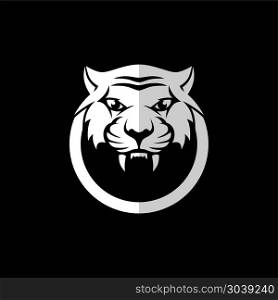 intimidating tiger front view theme logo template. intimidating tiger front view theme logo template vector
