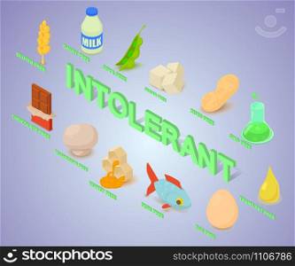 Intolerant concept banner. Isometric banner of intolerant vector concept for web, giftcard and postcard. Intolerant concept banner, isometric style