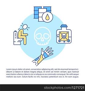 Intoxication symptoms concept icon with text. Toxic substance effect, human organism reaction PPT page vector template. Brochure, magazine, booklet design element with linear illustrations