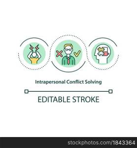 Intrapersonal conflict solving concept icon. Psychological issue. Personal problem. Conflict management abstract idea thin line illustration. Vector isolated outline color drawing. Editable stroke. Intrapersonal conflict solving concept icon