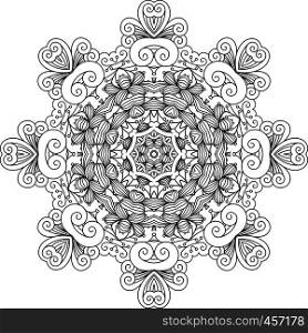 Intricate geometric symmetrical pattern with ornate shapes over white background. Intricate geometric symmetrical pattern
