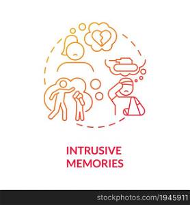 Intrusive memories red gradient concept icon. Hate speech effect abstract idea thin line illustration. Triggering trauma memories. Post-traumatic stress disorder. Vector isolated outline color drawing. Intrusive memories red gradient concept icon