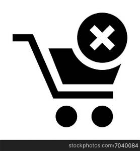 Invalid shopping cart, icon on isolated background