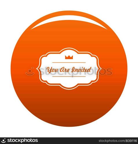 Invated label icon. Simple illustration of invated label vector icon for any design orange. Invated label icon vector orange